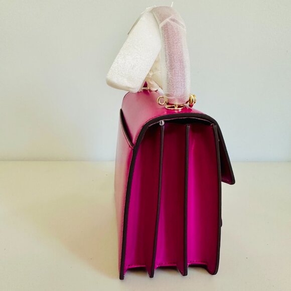 TIFFANY & FRED PARIS SERPENTINE FUCHSIA SMOOTH LEATHER TOP HANDLE CROSSBODY BAG - Picture 6 of 13